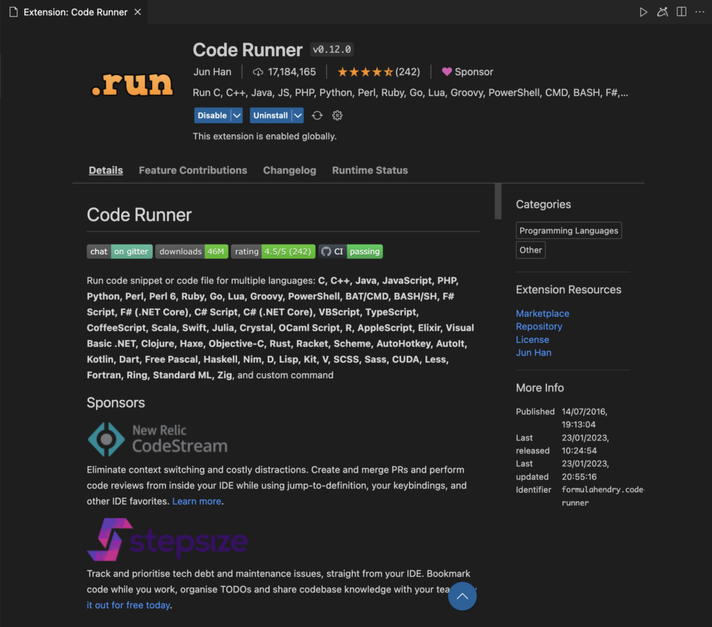 Code Runner Extension