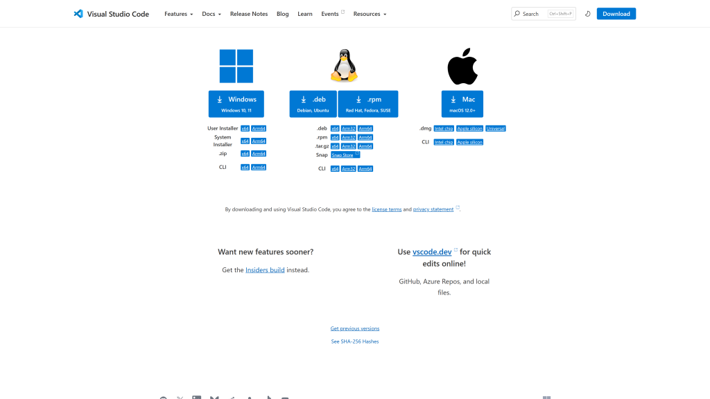 screenshot image of visual studio code homepage best mac apps for developers