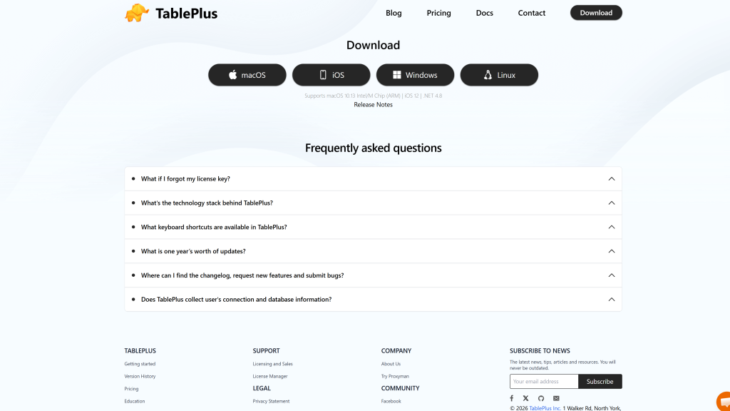 screenshot image o tableplus homepage best mac apps for developers