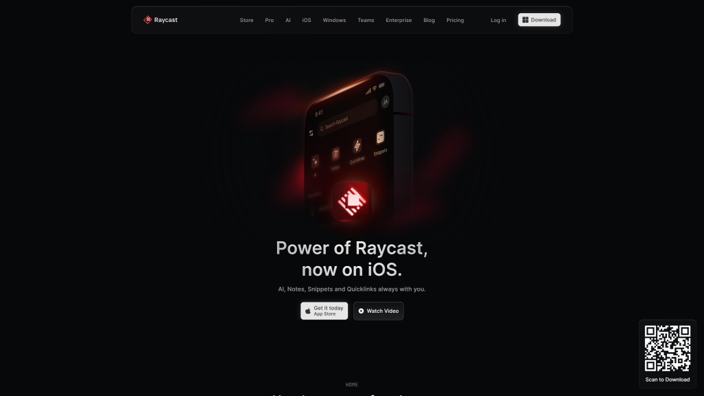 screenshot image of raycast best mac apps for developers homepage