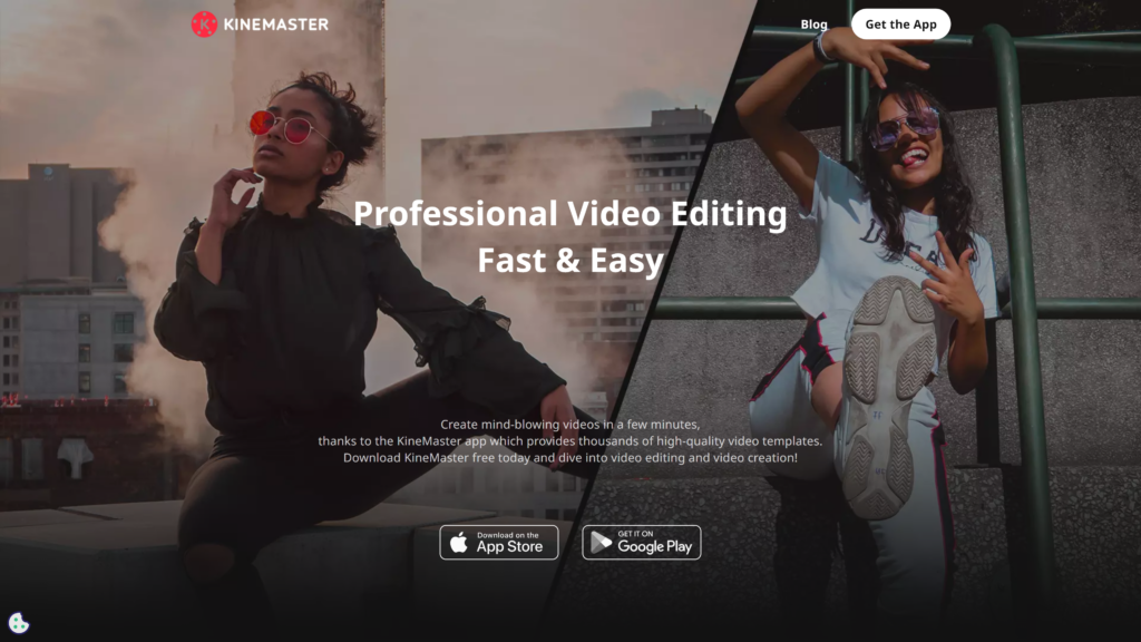 screenshot of the KineMaster best apps for editing videos homepage