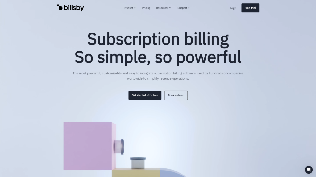 screenshot of the Billsby homepage