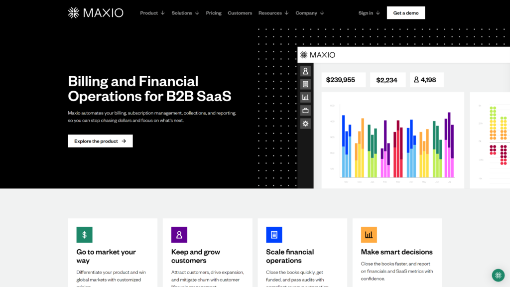 screenshot of the Maxio SaaS Billing Software homepage