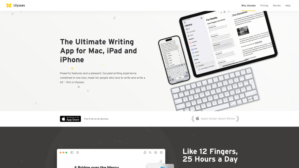 screenshot of the ulysses homepage