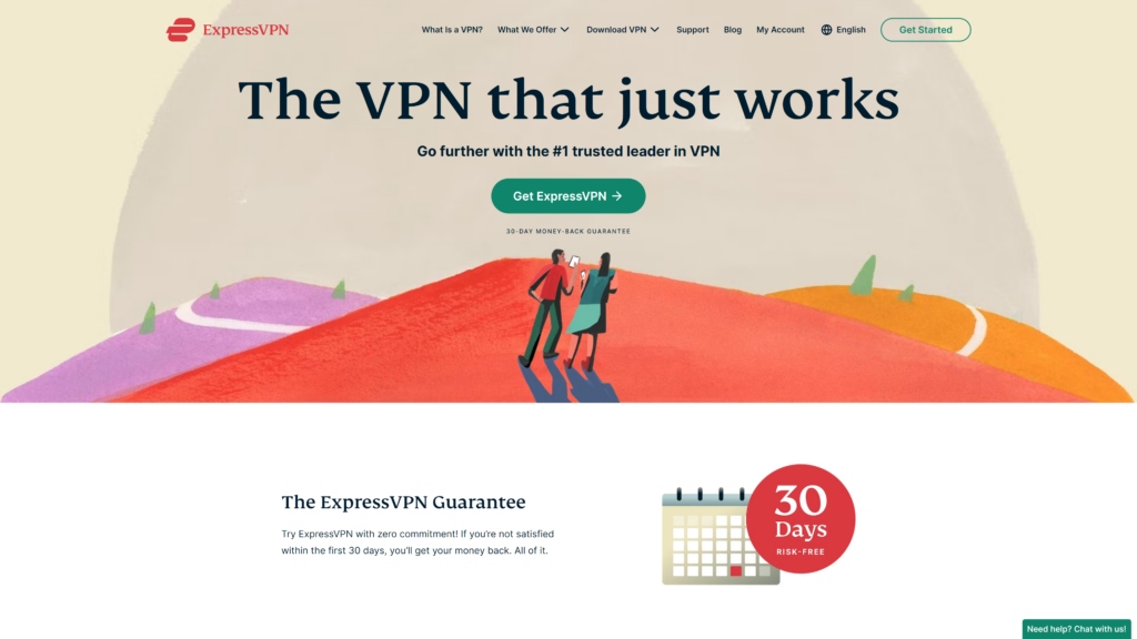 screenshot of the Express VPN best free vpn for macos homepage