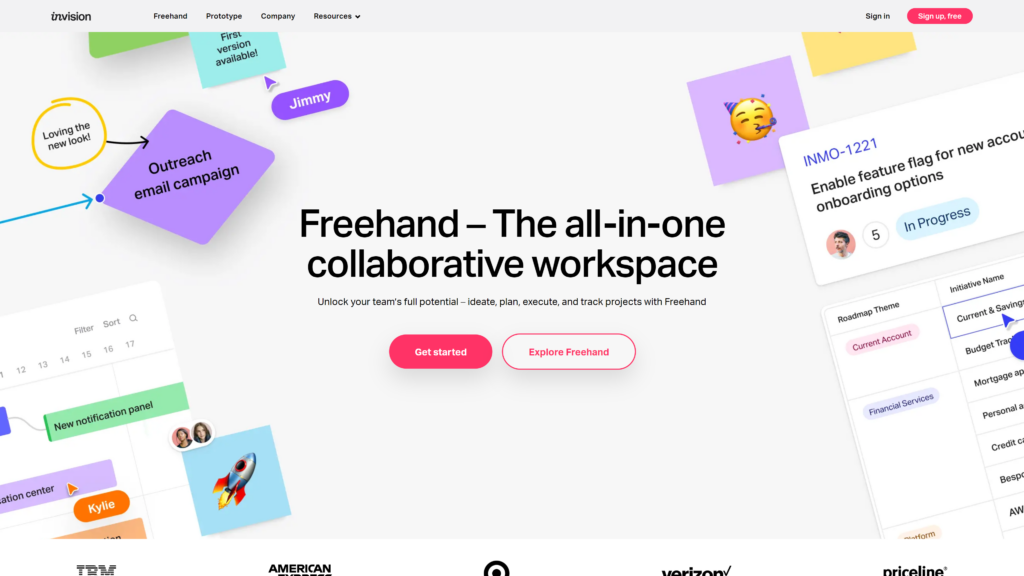 screenshot of the invision best remote collaboration tools homepage