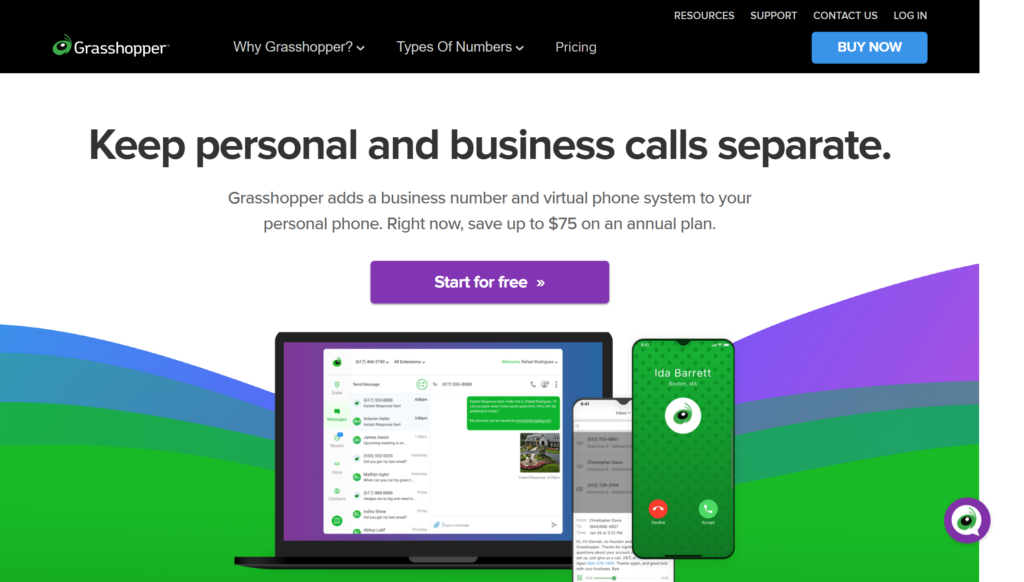 screenshot of the grasshopper best remote work tools homepage