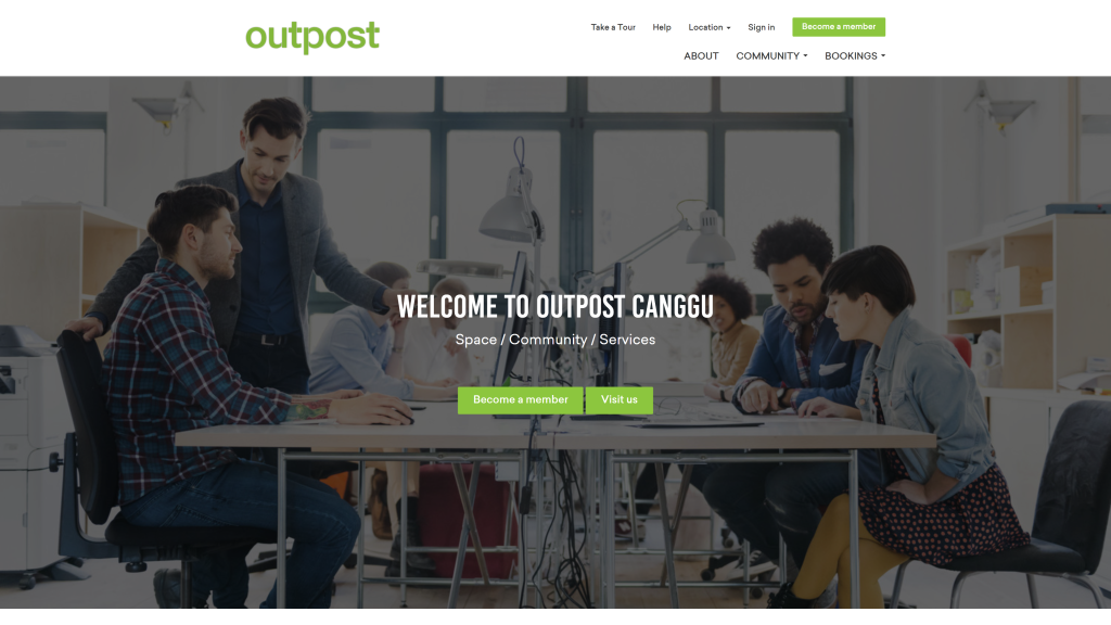 screenshot of the outpost homepage