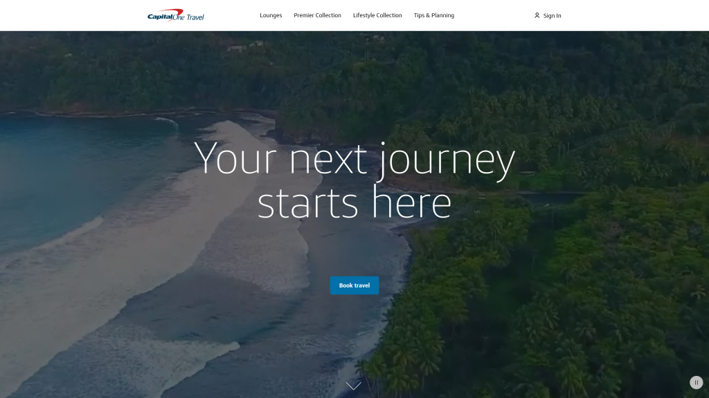 screenshot of capital one travel capital one travel homepage