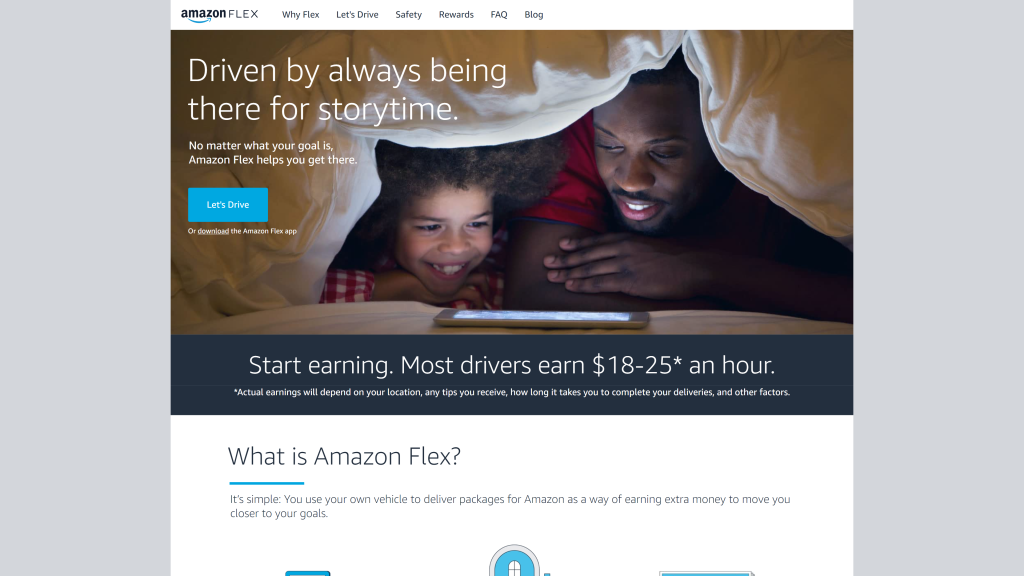 screenshot of the flex amazon amazon work from home jobs homepage