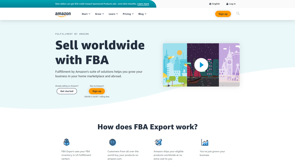 screenshot f the FBA amazon work from home jobs homepage