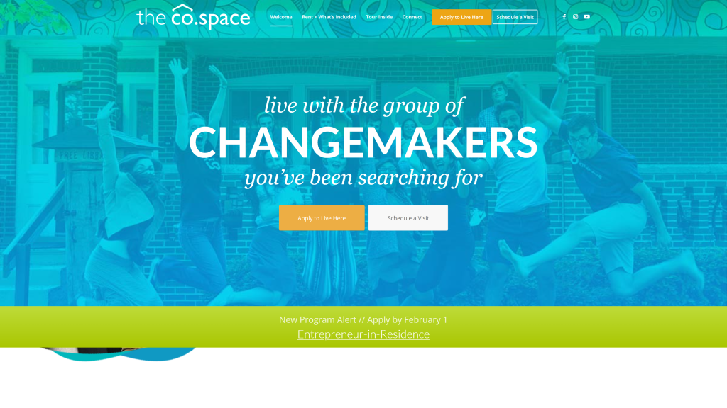 screenshot of the cospace homepage