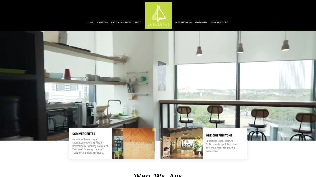 screenshot of the launchpad digital nomad coworking spaces homepage