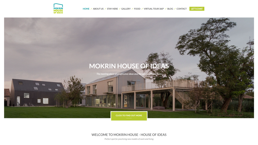 screenshot of the mokrini house homepage