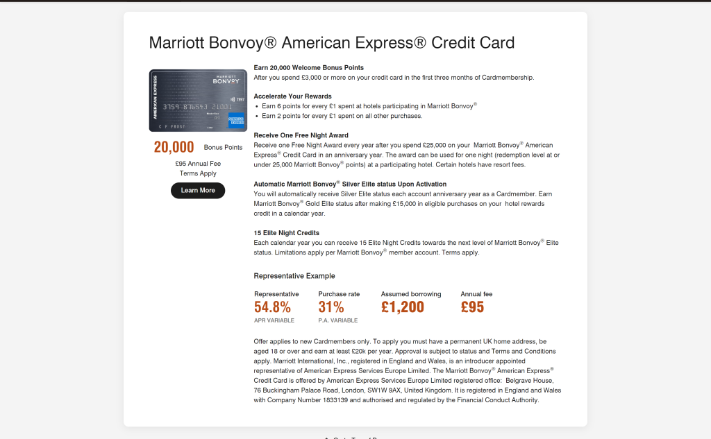 screenshot of the Marriott Bonvoy Boundless Credit Card homepage