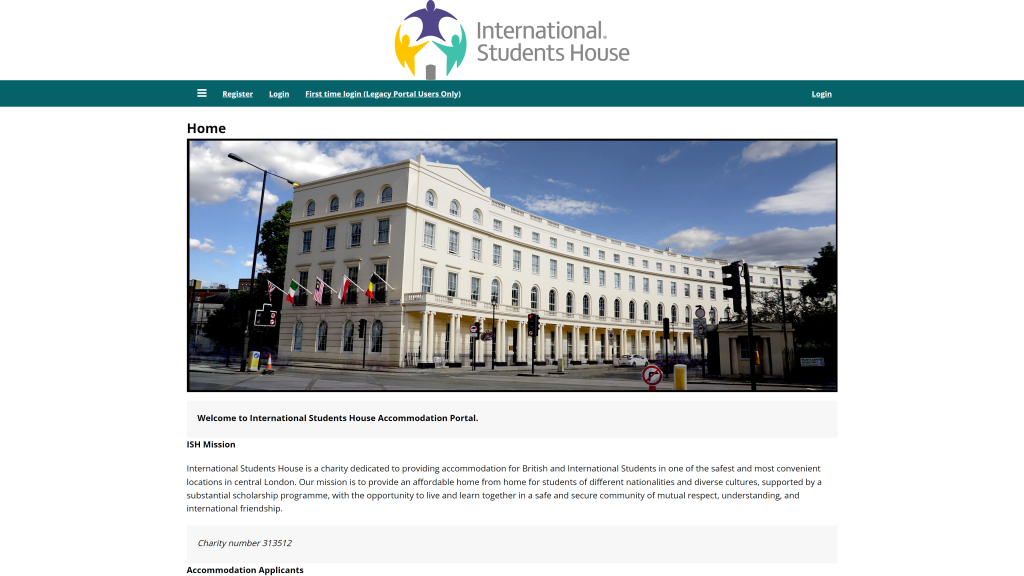 screenshot of the International Students House