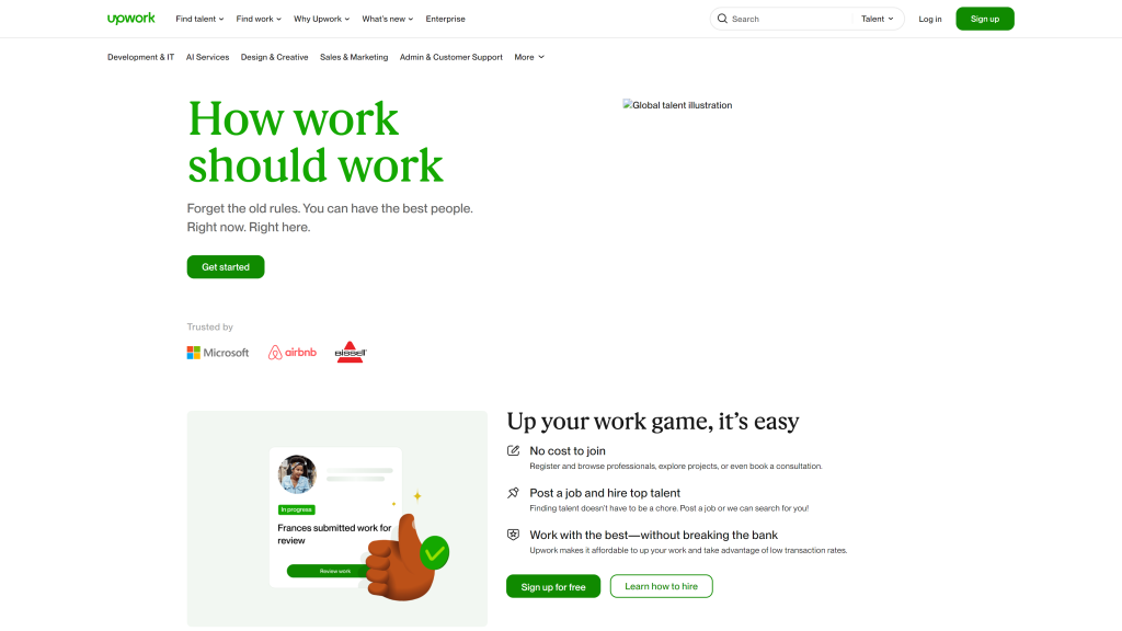 screenshot of upwork get paid to read books homepage