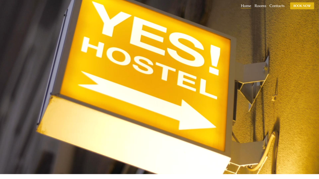 screenshot of the yes hostel