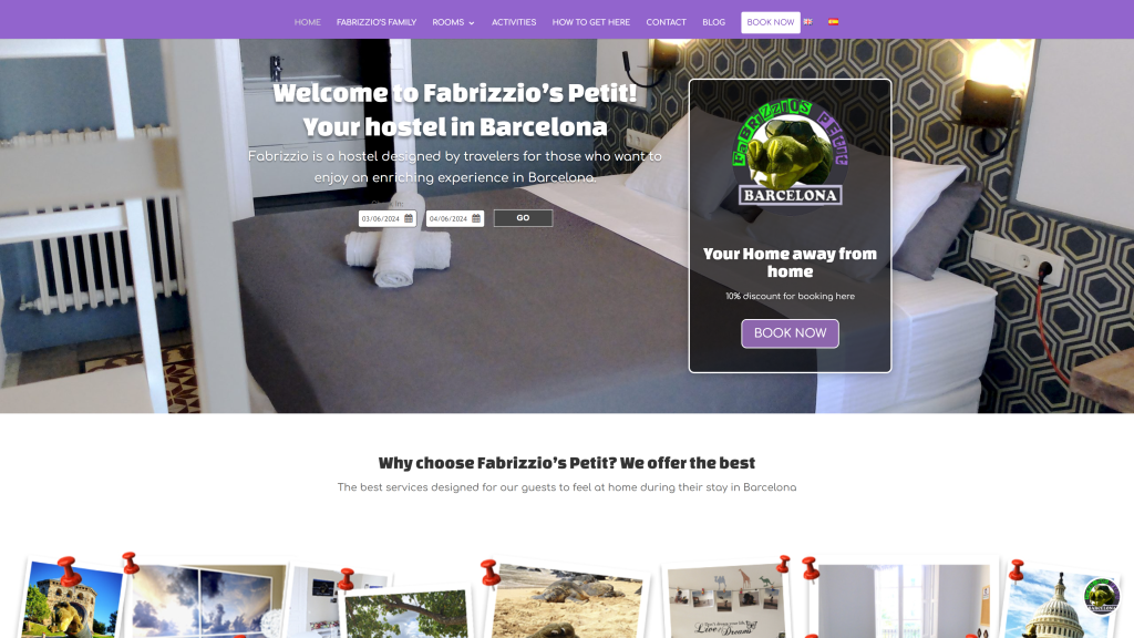 screenshot of the fabrizzios petit homepage