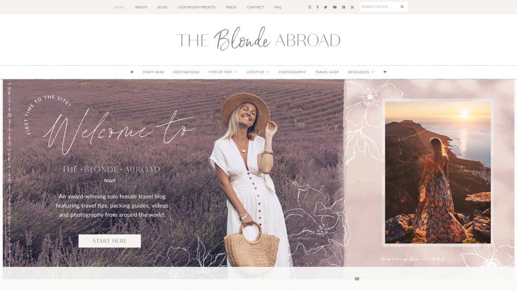 screenshot on the blonde abroad homepage