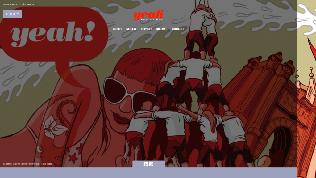 screenshot of the yeah hostels homepage
