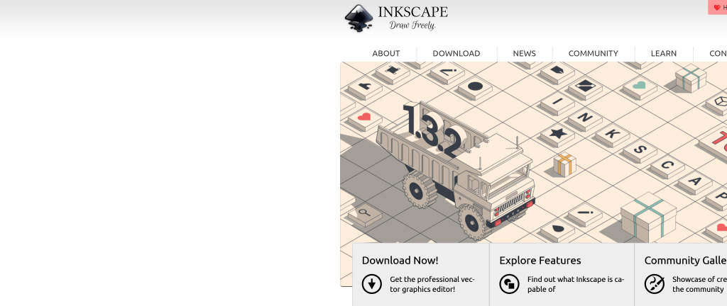 screenshot of the Inkscape homepage