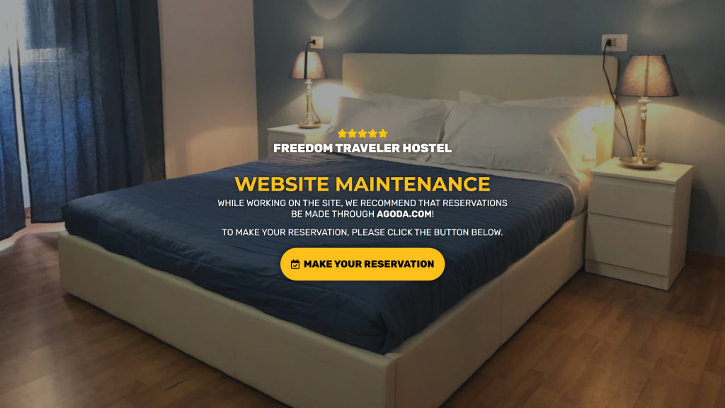 screenshot of the freedom traveller hostels in rome homepage