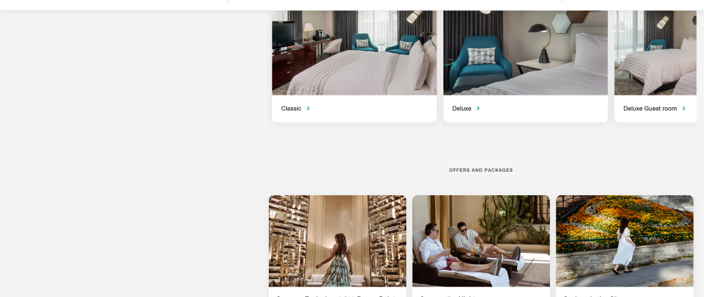 screenshot of the Le Meridien homepage