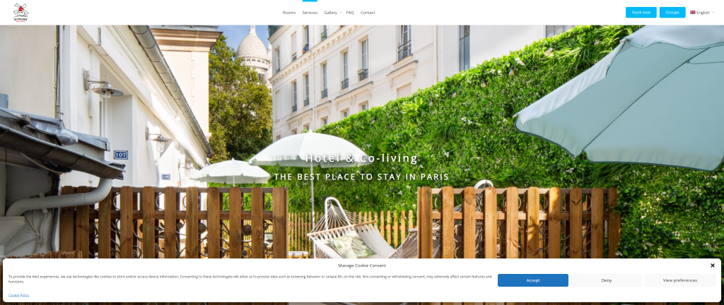 screenshot of the Le Village Montmartre homepage