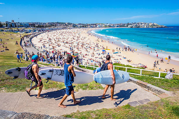 image of surfers in Bondi Beach things to do in sydney