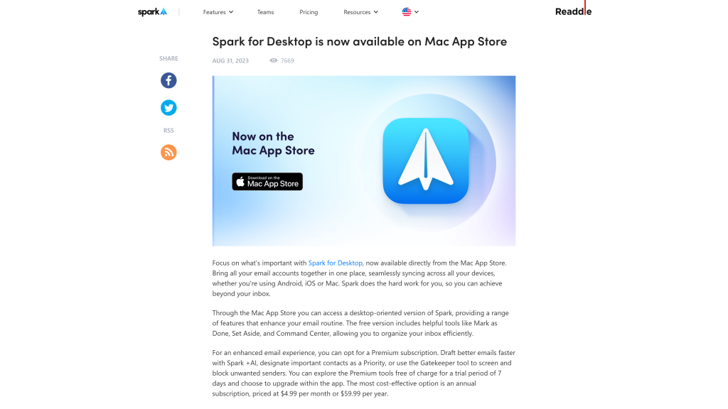 screenshot of the Spark  best mail app for mac homepage