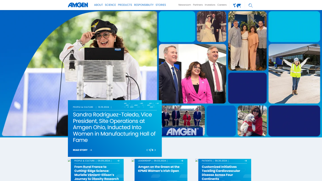 screenshot of the Amgen homepage