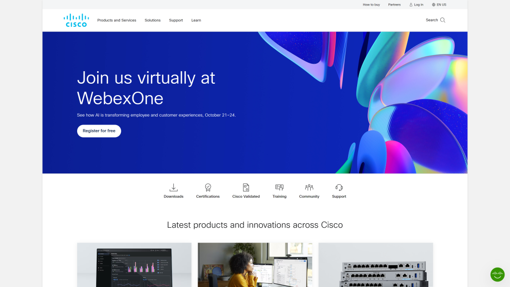 screenshot of the CISCO best work at home companies homepage