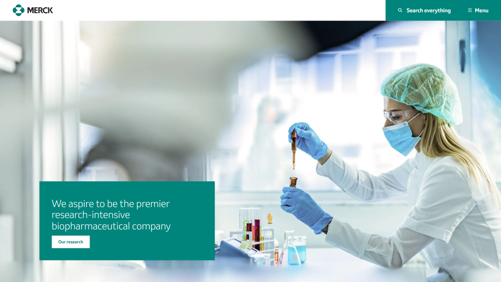 screenshot of the merck homepage