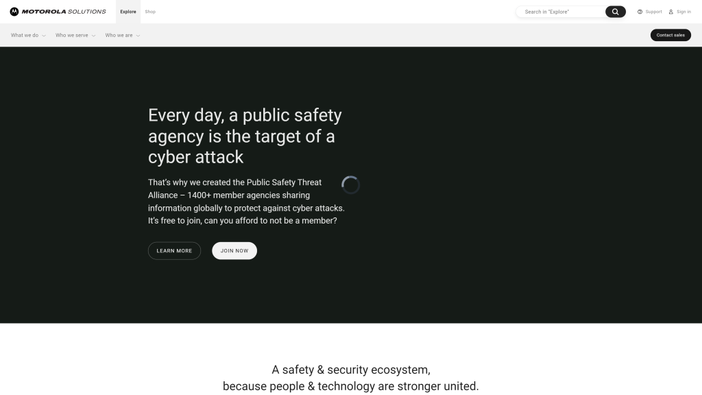 screenshot of the Motorola Solutions homepage