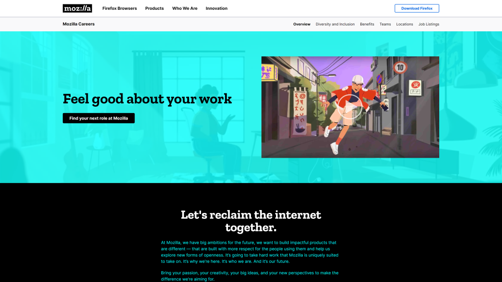 screenshot of the Mozilla Corp homepage