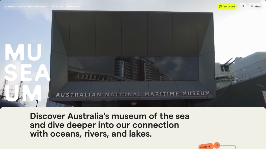 screenshot of the sea museum things to do in sydney homepage