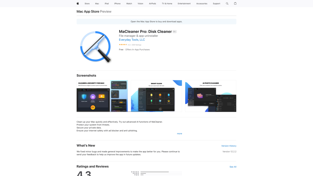 screenshot of the MacCleaner Pro best mac cleaner software free homepage