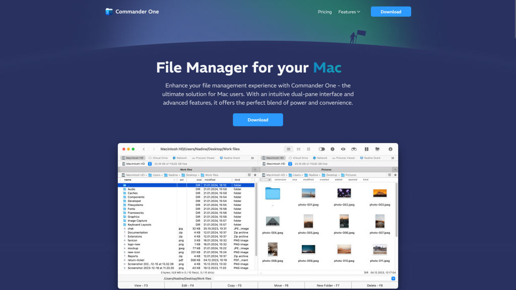 screenshot image of commander one best terminal for mac homepage