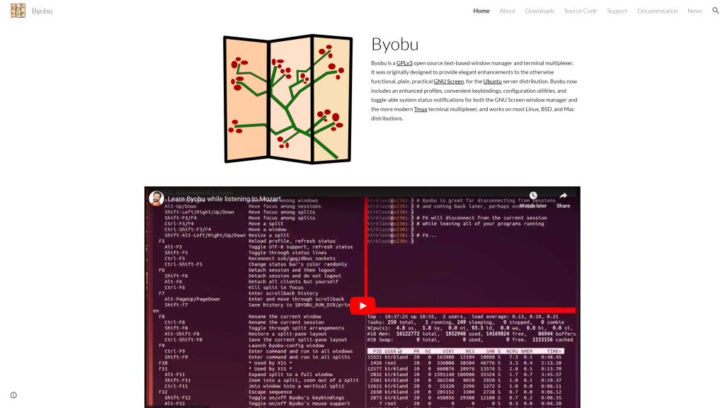 screenshot image of byobu best terminal for mac homepage