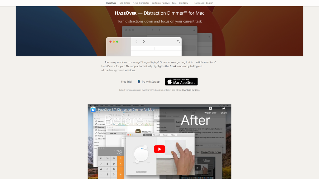 screenshot of the hazeover best mac apps for productivity homepage