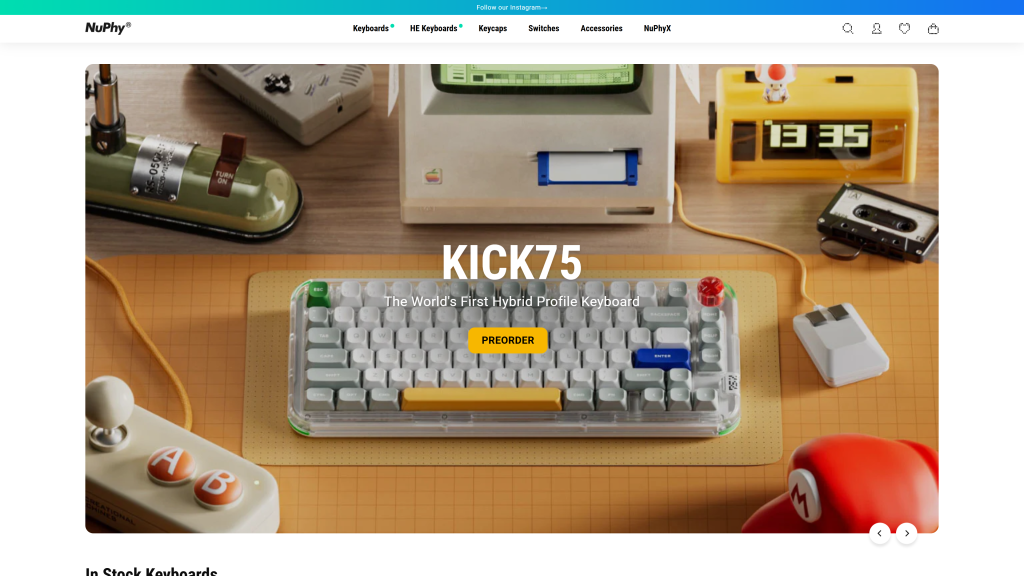 screenshot of the Nuphy Air75 V2 Wireless Keyboard homepage