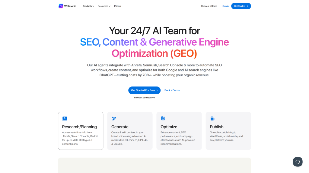 screenshot image of writesonic homepage