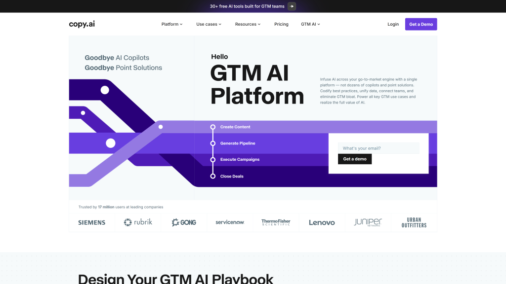 screenshot image of copy ai homepage