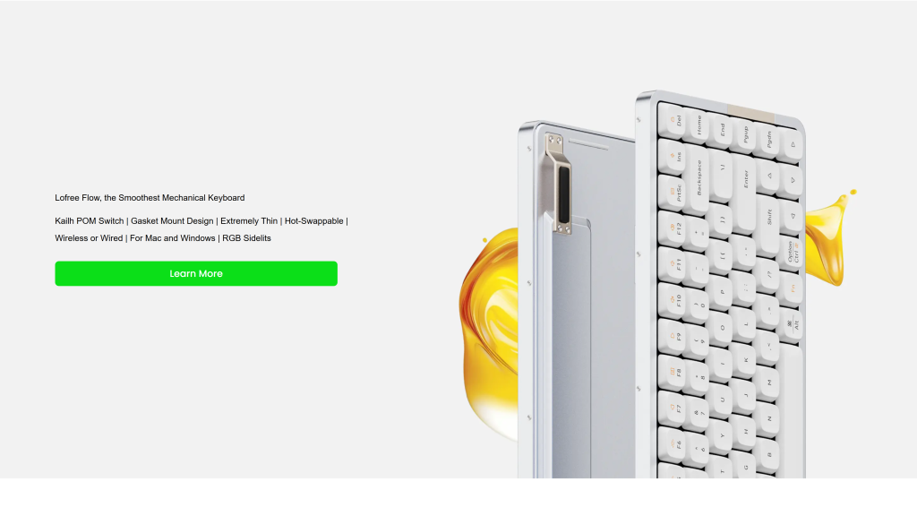 screenshot of the Lofree Flow Mechanical Keyboard best mechanical keyboard for programming homepage