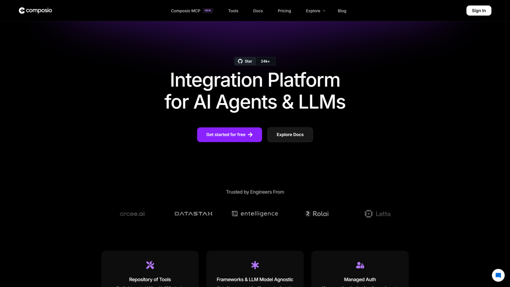 screenshot image of Composio best open source software homepage