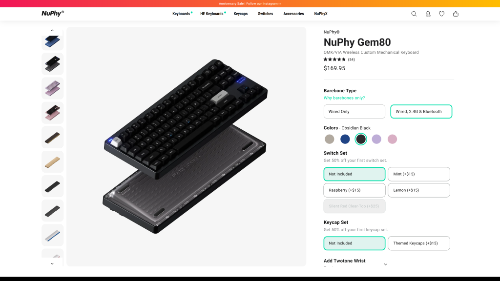 screenshot image of Nuphy Gem80 homepage