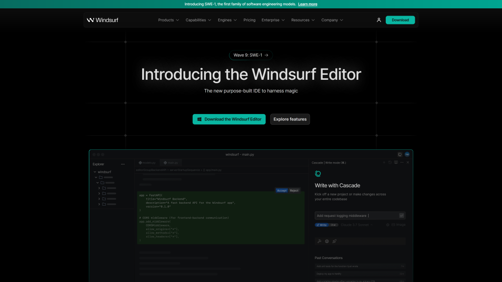 screenshot image of Codeium  homepage