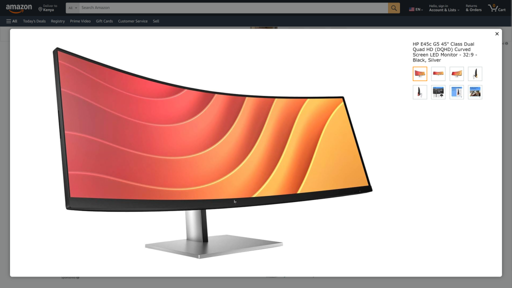 screenshot image of HP E45c G5 DQHD Curved Monitor best monitor for developers homepage
