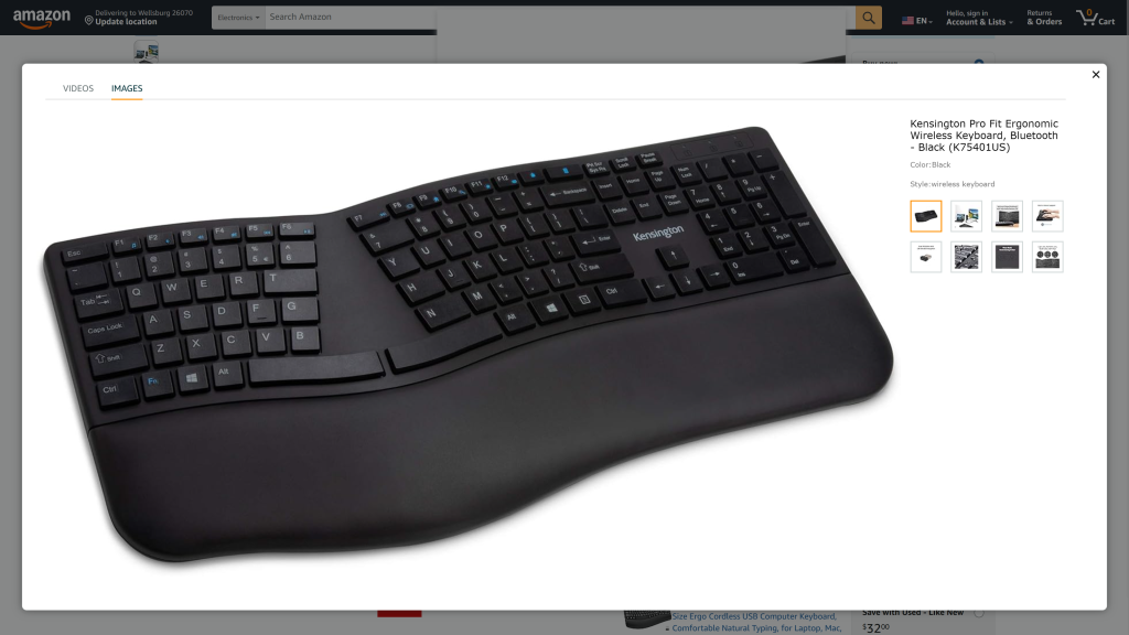 screenshot image of Kensington Pro Fit Ergo Wireless Keyboard  homepage